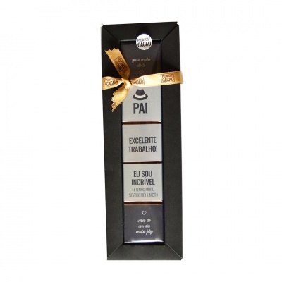 Pedaços de Cacau Caixa 5 Napolitanas "GOSTO MUITO DE TI PAI" de Chocolate Negro