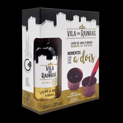 Vila das Rainhas Licor de Ginja de Óbidos c/2 Copos de Chocolate Licor