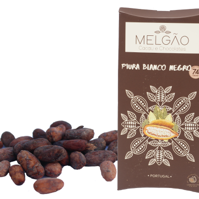 Melgão Cacau e Chocolates Tablete Chocolate Piura Blanco Negro 74% Fabrico Artesanal