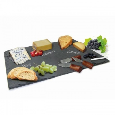 Nerthus Tábua de Queijos Ardósia com três Facas Utensílios