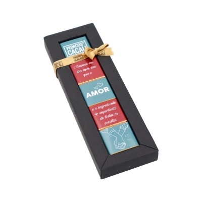 Pedaços de Cacau Caixa 5 Napolitanas "AMOR É O INGREDIENTE MAIS IMPORTANTE" de Chocolate Negro