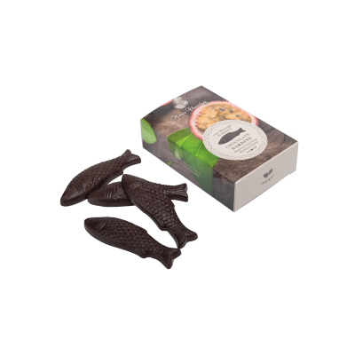 Maria Chocolate Lata Sardinhas de Chocolate com Maracujá Chocolate Fabrico Artesanal