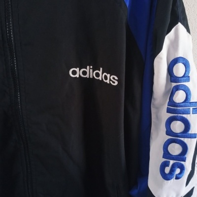 Vintage Track Top Jacket Adidas Black Blue (M) "Very Good"