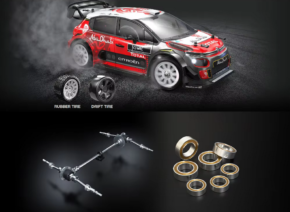 RC MJX 14303 Carro de corrida em miniatura Citroën com acessórios e componentes mecânicos