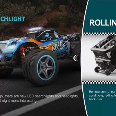 Carro de controlo remoto com luzes LED e design colorido