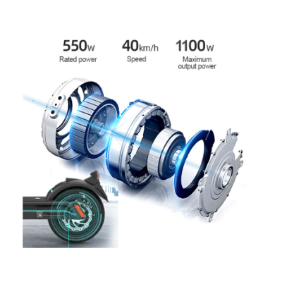 Componentes internos de motor e roda de scooter elétrica