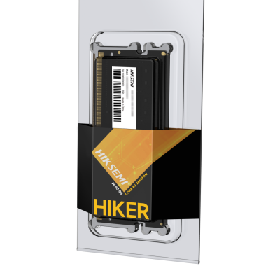 Memória RAM DDR4 SO-DIMM 4GB HIKSEMI HIKER em embalagem plástica com etiqueta preta e laranja