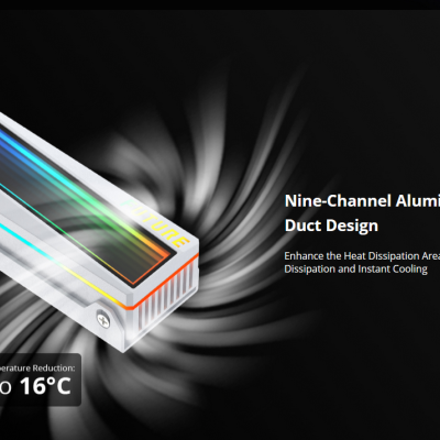 Dispositivo de alumínio com iluminação RGB e textos HIKSEMI e FUTURE