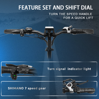 Punhos de bicicleta com manete Shimano e controles de luz e sinalização