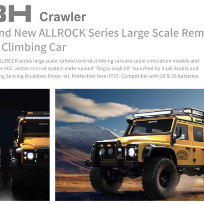 Carro de controle remoto amarelo para off-road com pneus grandes e luzes LED