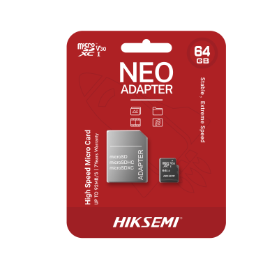 Cartão de memória HIKSEMI micro SD NEO ADAPTER V30 HS-TF-C1 64Gb