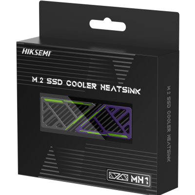 Embalagem preta para dissipador de calor para M.2 SSD com design geométrico colorido