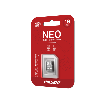 Cartão microSD HIKSEMI 16GB em embalagem vermelha