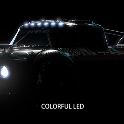 Carro de controle remoto preto com luzes LED coloridas