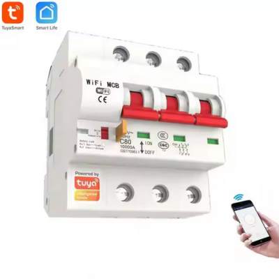 Disjuntor 3P  SCB03  Smart Tuya Wifi  1-63 amperes ajustável por télemovel com duas antenas.