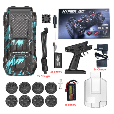 Conjunto de carro de controlo remoto com acessórios e embalagem Hyper GO