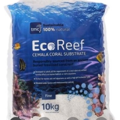 Pacote de substrato de coral Eco Reef, 10 kg, azul com imagens de corais e peixes