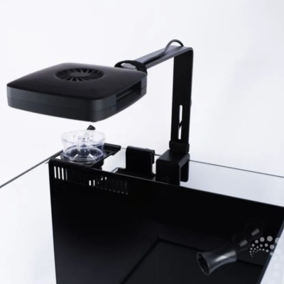 Suporte acrílico para aquário com lâmpada LED preta e copo de alimentação