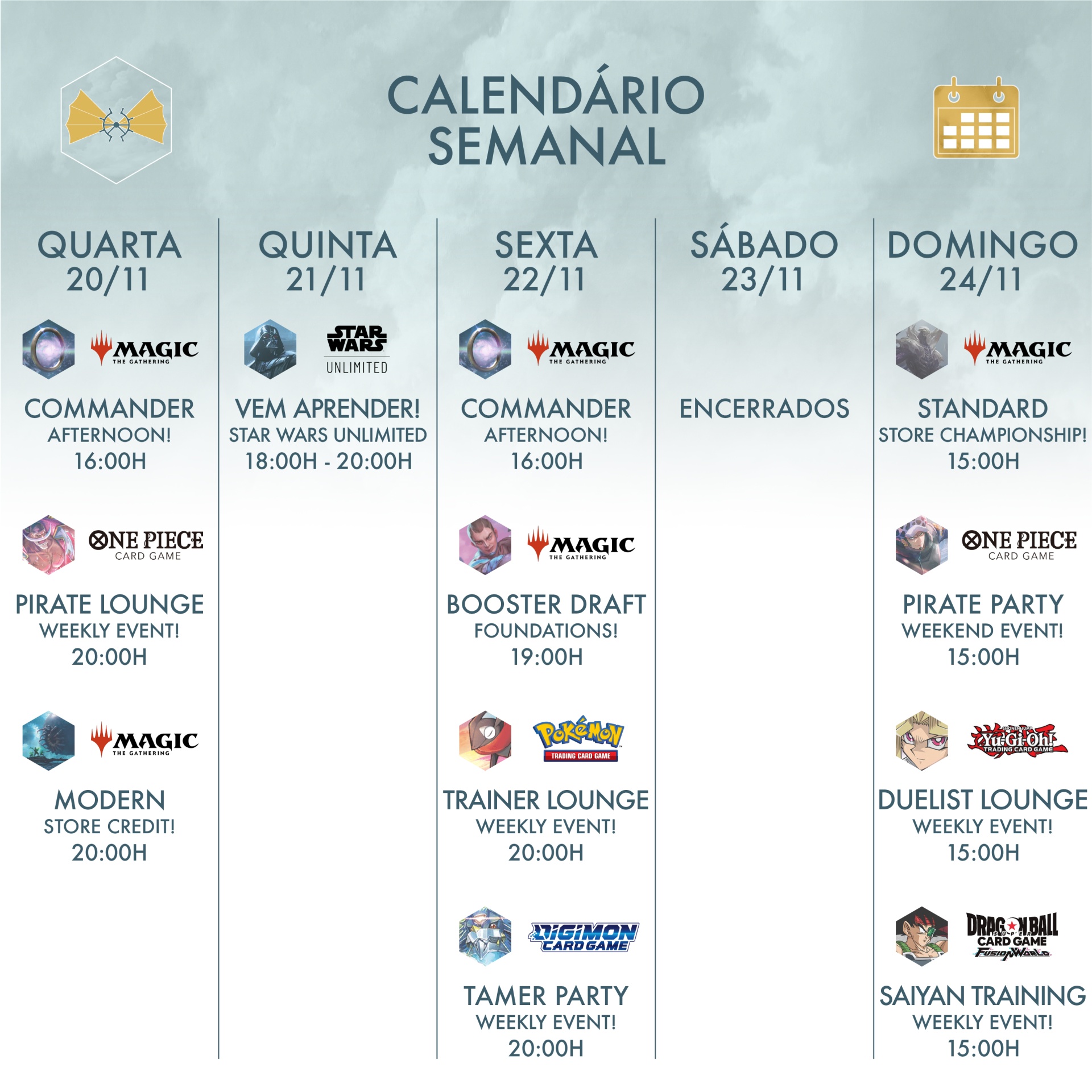 Eventos semanais na tua Local Game Store em Évora! ⛵️ Eventos semanais na tua Local Game Store em Évora! ⛵️