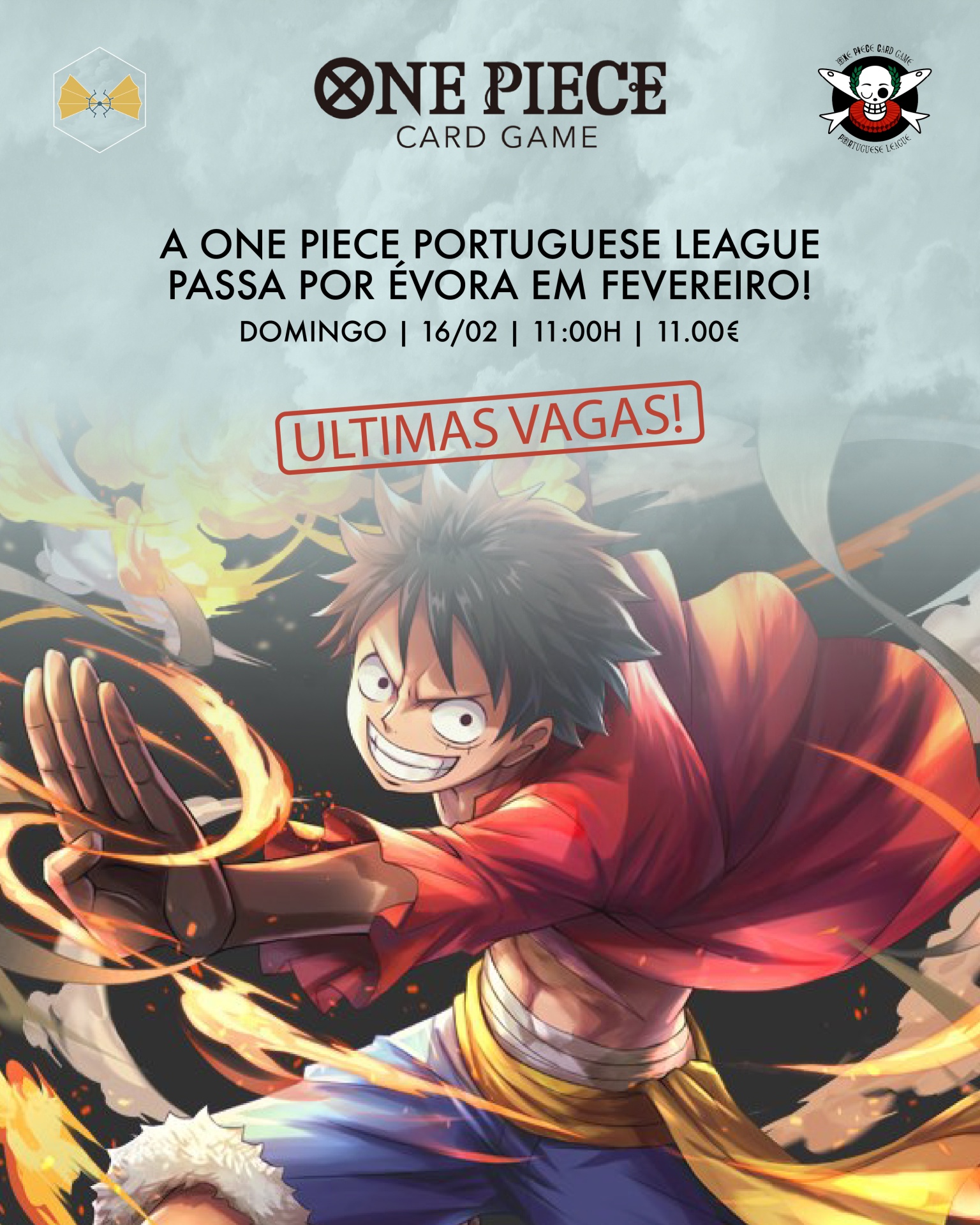 Falta pouco mais de uma semana para a One Piece Portuguese League passar por Évora com a Weatherlight! ⛵️ Falta pouco mais de uma semana para a One Piece Portuguese League passar por Évora com a Weatherlight! ⛵️
