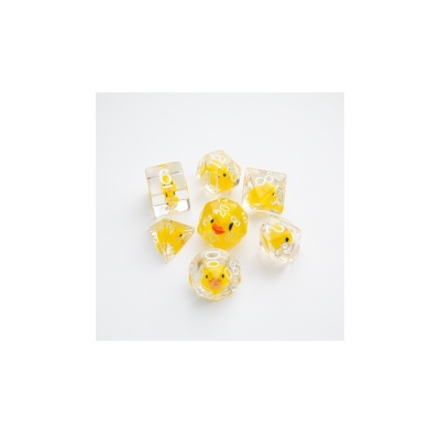 Conjunto de dados transparentes com patinhos amarelos dentro