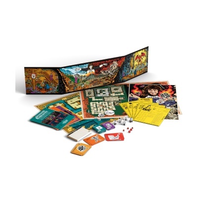 Jogo de tabuleiro Dungeons & Dragons com peças, mapas, cartas e dados