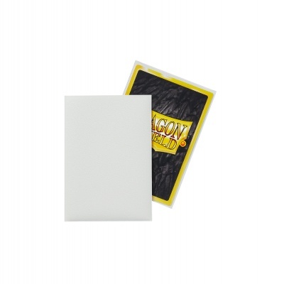 Duas cartas retangulares, uma branca na frente e outra com verso preto e amarelo com texto 'DRAGON SHIELD'