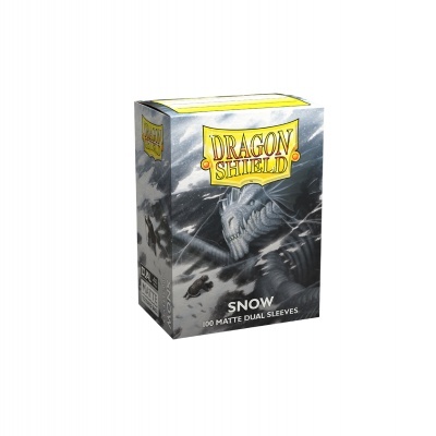 Caixa de sleeves para cartas Dragon Shield modelo Snow cinza com imagem de dragão