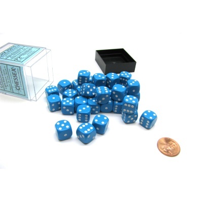 Chessex Opaque 12mm D6 with pips Dice Blocks (36 Dice) - Light Blue/white