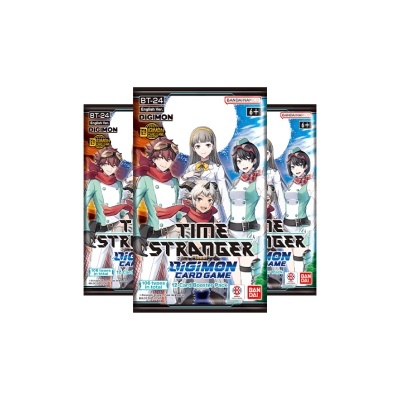 Pacote do jogo de cartas DIGIMON CARD GAME com personagens ilustrados.