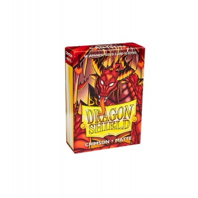 Caixa de sleeves para cartas Dragon Shield Crimson Matte com ilustração de dragão vermelho