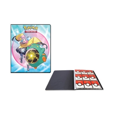 Álbum Pokémon para cartas colecionáveis com capa colorida e páginas internas para cartas.