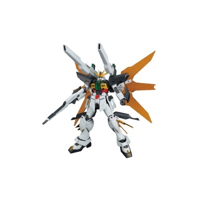 Figura de ação robô branco armado com asas laranja