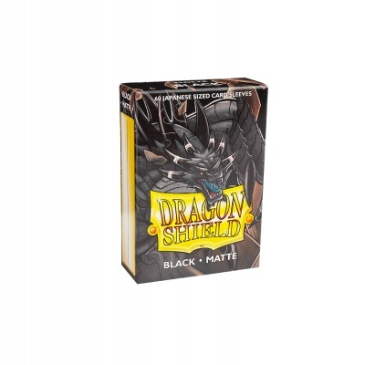 Embalagem preta mate Dragon Shield com dragão e texto para protetores de cartas