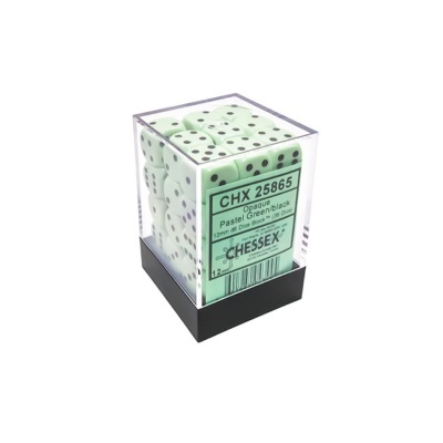 Chessex Opaque 12mm D6 with pips Dice Blocks (36 Dice) - Pastel Green/black