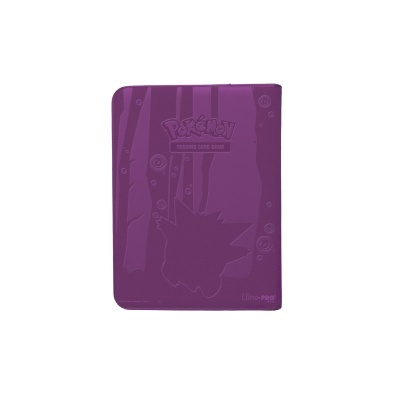 Estojo roxo para cartas Pokémon com relevo e texto POKÉMON TRADING CARD GAME