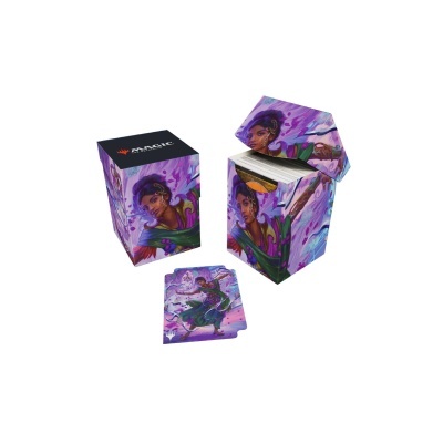 Caixas de cartas com ilustração de personagem feminina e texto MAGIC