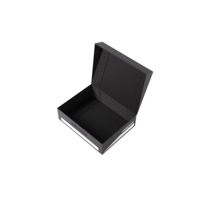 Caixa preta aberta vista de cima