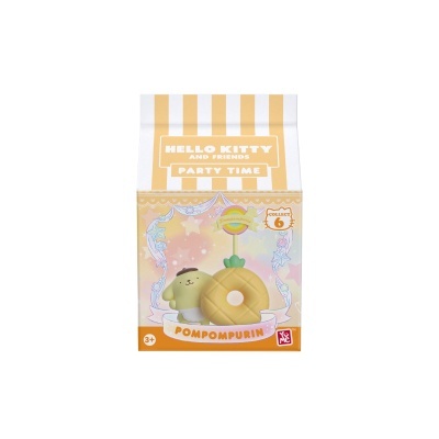 Embalagem com figura colecionável Pompompurin da coleção Hello Kitty and Friends