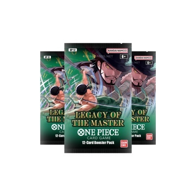 Pacotes do jogo de cartas One Piece Legacy of the Master com ilustração de personagens