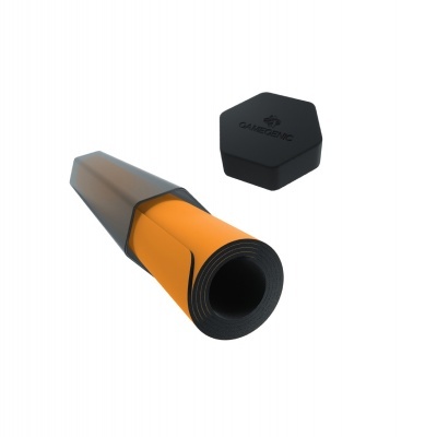 Tapete de jogo preto e laranja com caixa preta hexagonal GAMERSING