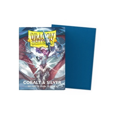 Dragon Shield Dual Matte Sleeves - Cobalt & Silver (100 Sleeves)
