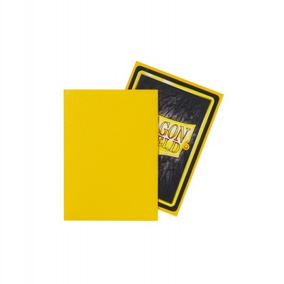 Duas capas rígidas retangulares amarelas e pretas com texto Dragon Shield