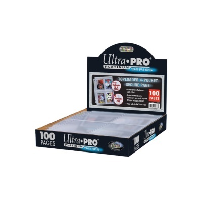 UP - Secure Platinum - 4-Pocket Pages for Toploaders (3 Hole) Display (100 Pages)