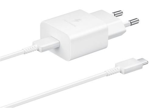 Samsung Adaptador de Corrente 15W USB-C 1m – Branco Samsung Adaptador de Corrente 15W USB-C 1m – Branco