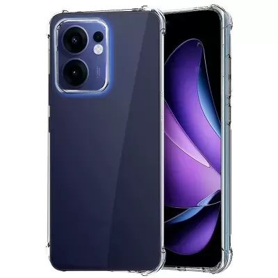 Smartphone preto com capa transparente e ecrã com padrão roxo