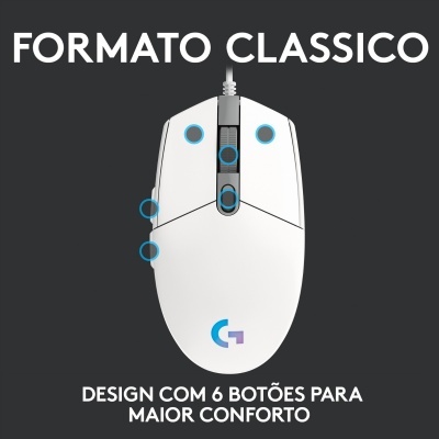 Rato Óptico Logitech G203 Lightsync RGB 8000DPI Branco Rato Óptico Logitech G203 Lightsync RGB 8000DPI Branco