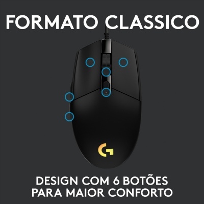 Logitech G203 Lightsync RGB – Rato Gaming com Fio | 8000 DPI Logitech G203 Lightsync RGB – Rato Gaming com Fio | 8000 DPI