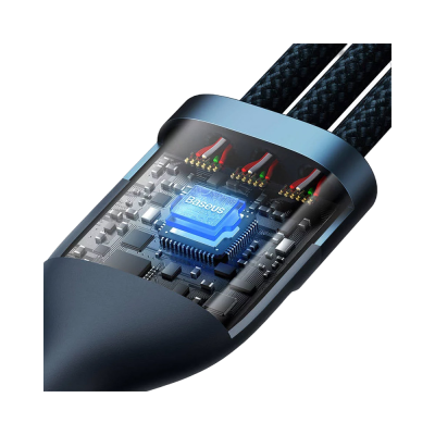 Cabo Baseus Flash USB-A p/ USB-C | Micro USB | Lightning PD 100W 1.2m Azul