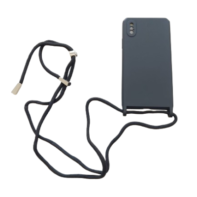 Capa Silicone iPhone XS Preta Reforçada com Cordão